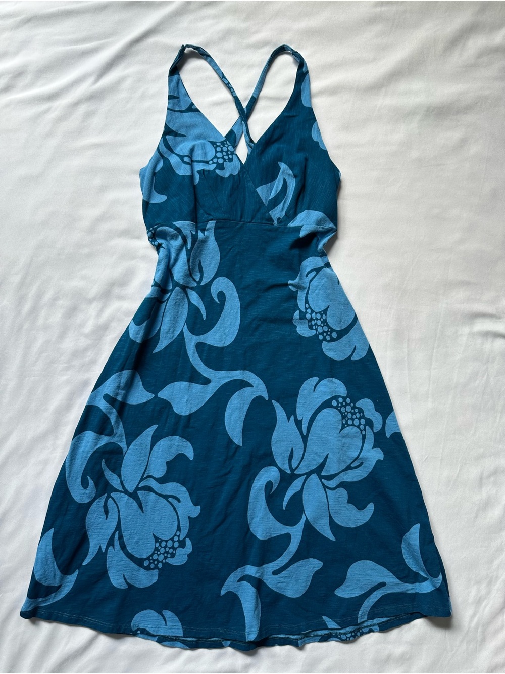 Patagonia Dark and Light Blue Floral Midi Dress